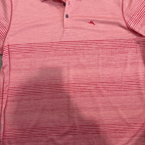 Stylish Coral Striped Polo Shirt - Picture 3 of 3
